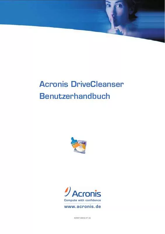 Mode d'emploi ACRONIS DRIVECLEANSER 6.0