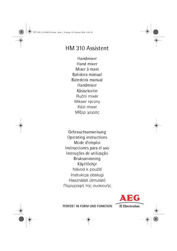 Mode d'emploi AEG-ELECTROLUX ASSISTENT HM 310