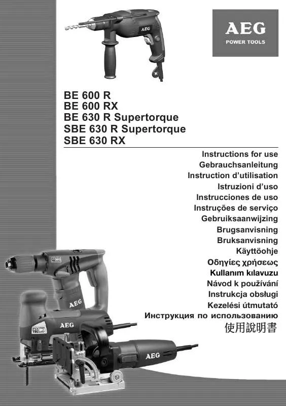 Mode d'emploi AEG-ELECTROLUX BE 630 R SUPERTORQUE