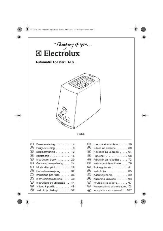 Mode d'emploi AEG-ELECTROLUX EAT6000