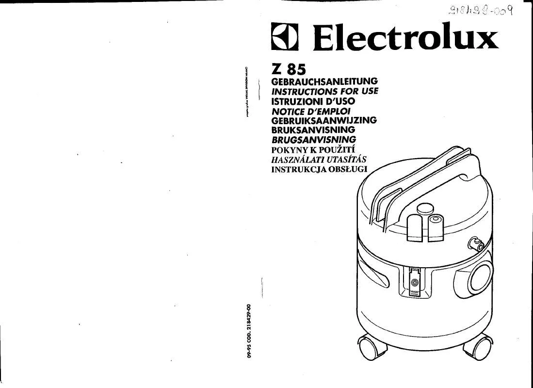 Mode d'emploi AEG-ELECTROLUX Z85