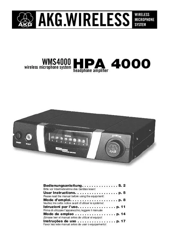 Mode d'emploi AKG HPA 4000