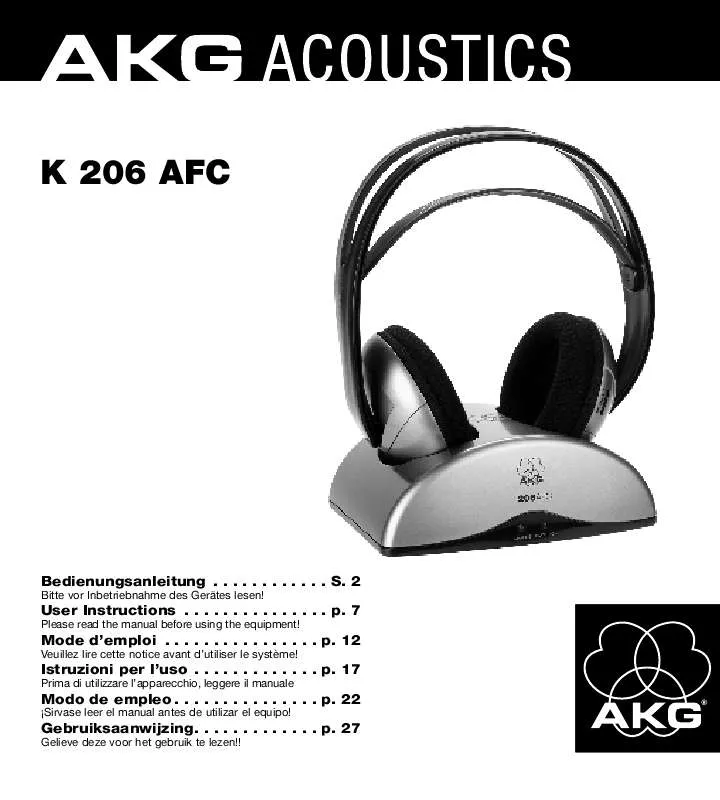 Mode d'emploi AKG K 206 AFC