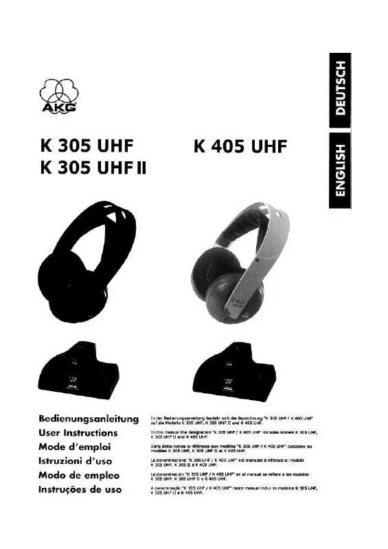 Mode d'emploi AKG K 405 UHF