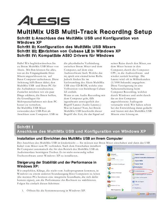 Mode d'emploi ALESIS MULTIMIX USB RECORDING SETUP