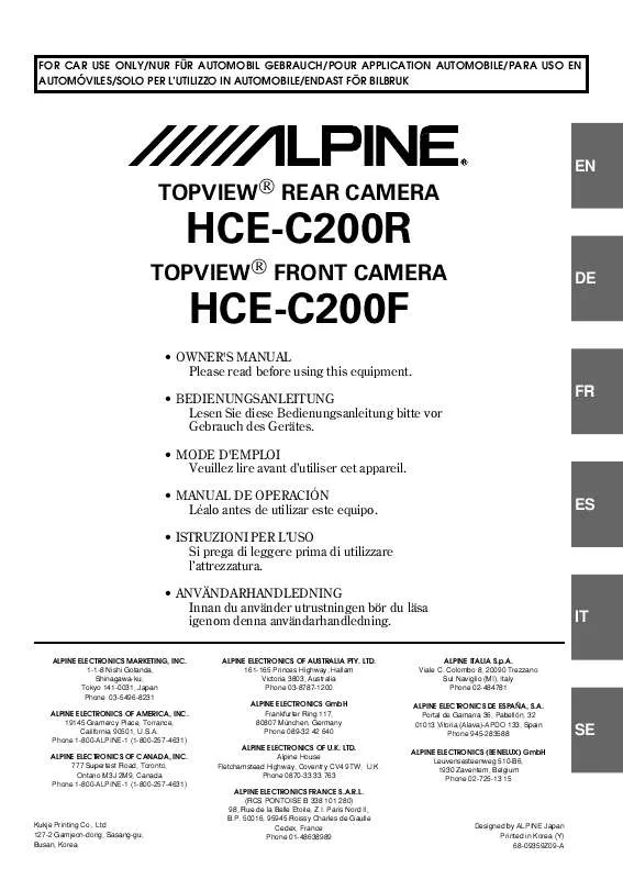 Mode d'emploi ALPINE HCE-C200