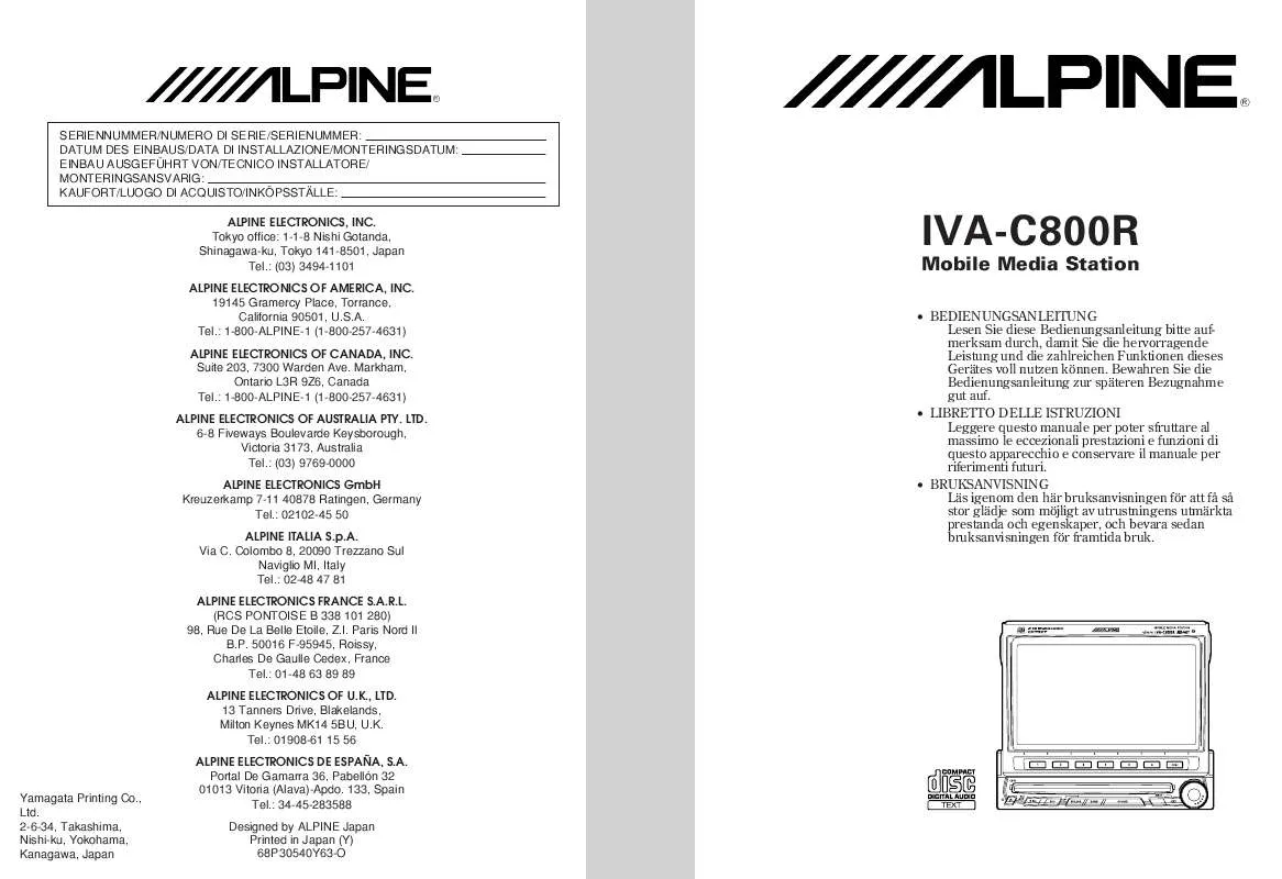 Mode d'emploi ALPINE IVA-C800R