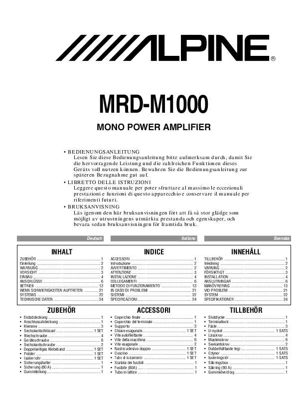 Mode d'emploi ALPINE MRD-M1000