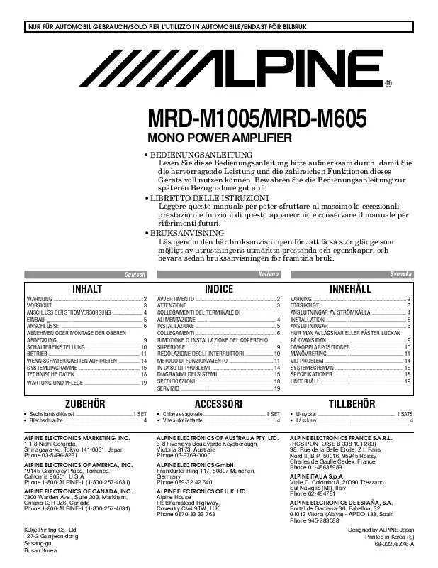 Mode d'emploi ALPINE MRD-M1005