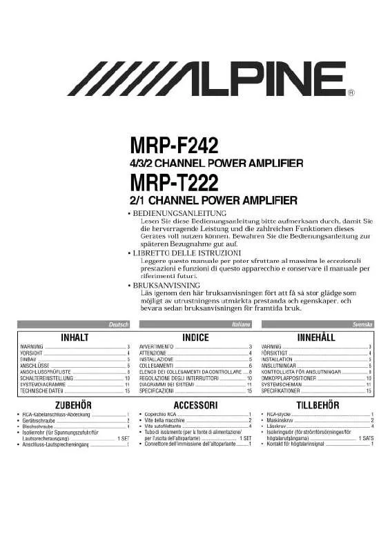 Mode d'emploi ALPINE MRP-F242