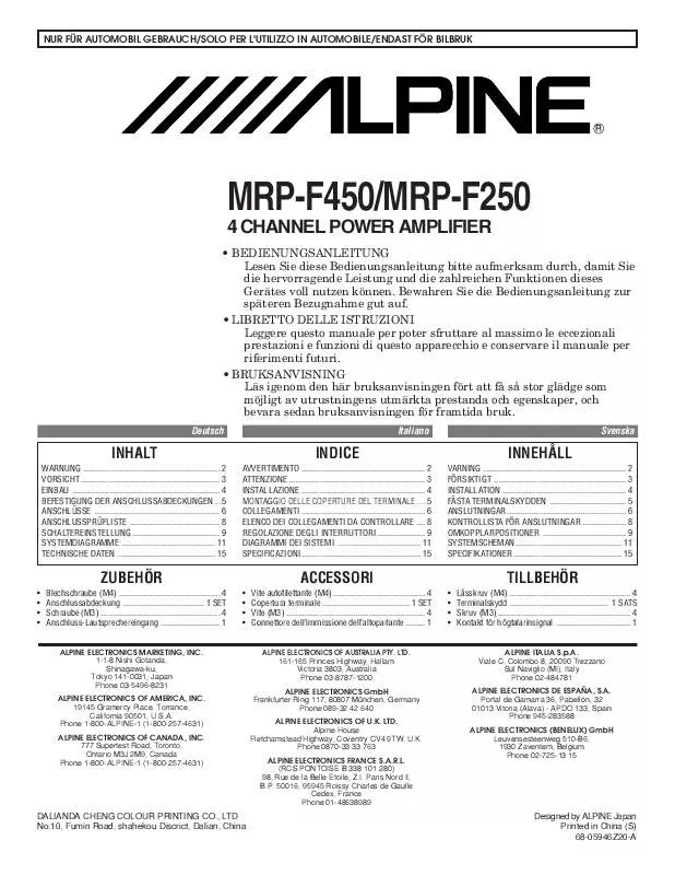 Mode d'emploi ALPINE MRP-F450