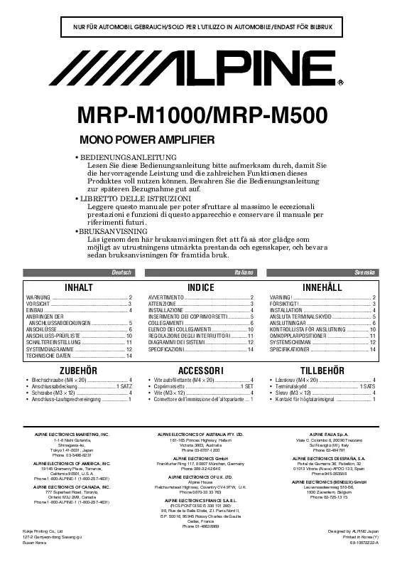 Mode d'emploi ALPINE MRP-M1000