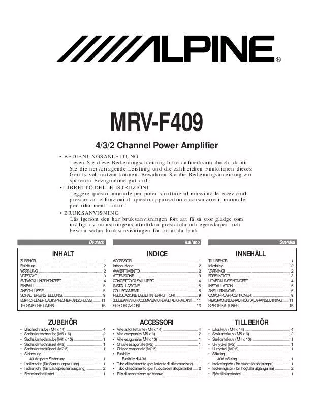 Mode d'emploi ALPINE MRV-F409