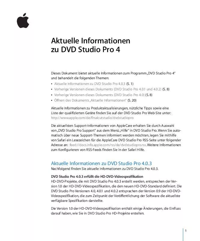 Mode d'emploi APPLE DVD STUDIO PRO 4.0