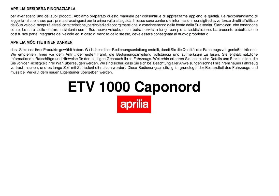 Mode d'emploi APRILIA ETV 1000 CAPONORD