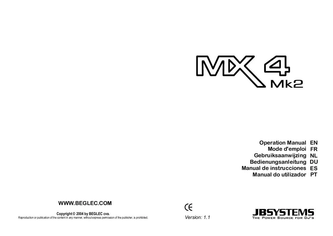 Mode d'emploi BEGLEC MX 4 MK2