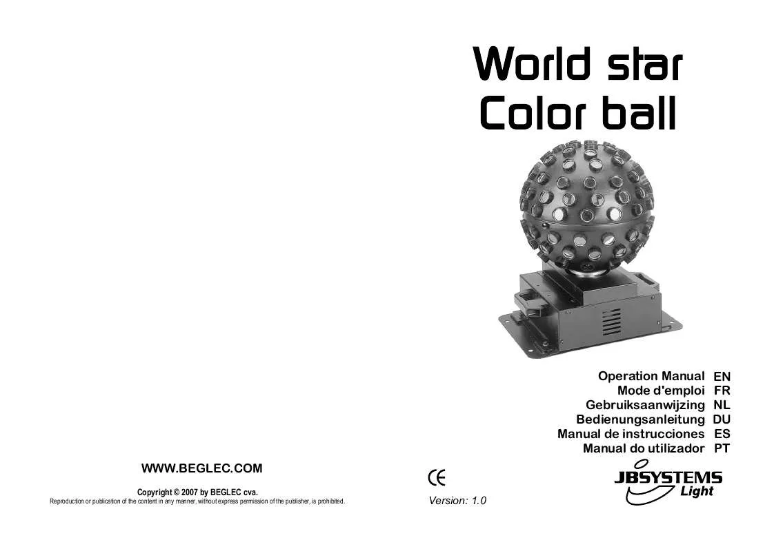 Mode d'emploi BEGLEC WORLD STAR COLOR BALL