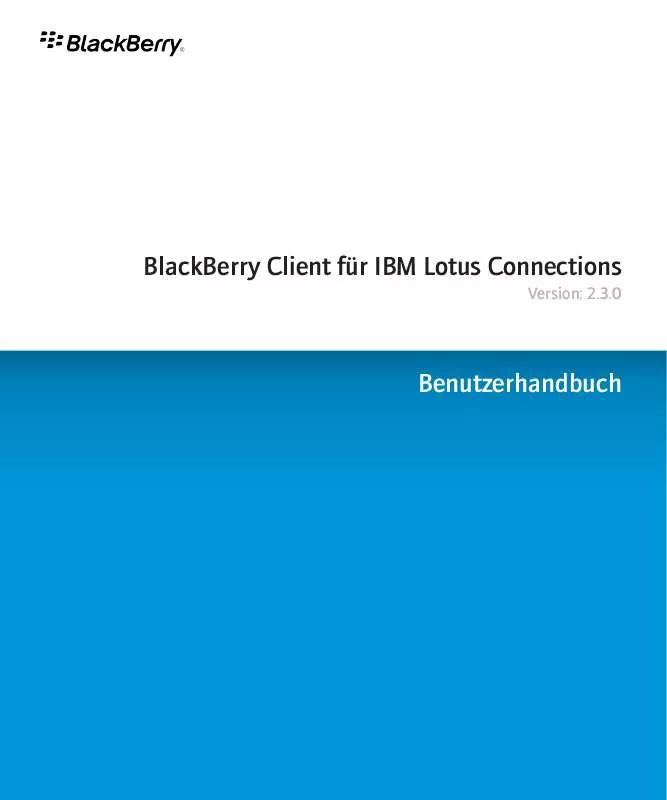 Mode d'emploi BLACKBERRY CLIENT FUR IBM LOTUS CONNECTIONS