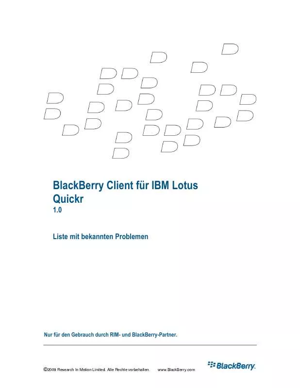 Mode d'emploi BLACKBERRY CLIENT FUR IBM LOTUS QUICKR