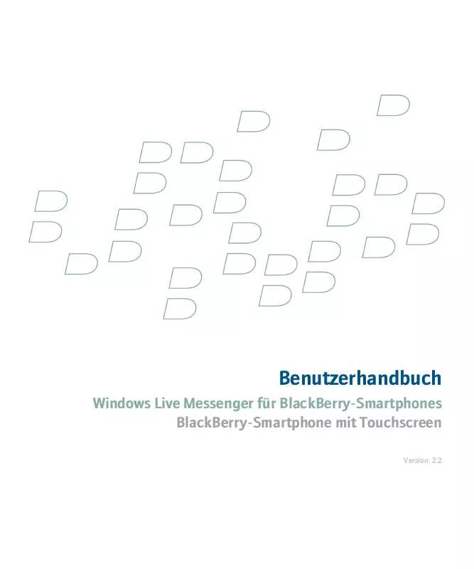 Mode d'emploi BLACKBERRY WINDOWS LIVE MESSENGER FOR SMARTPHONES