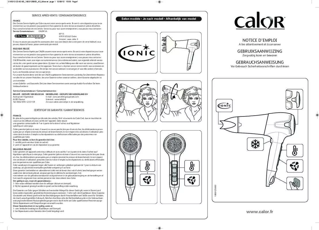 Mode d'emploi CALOR CV5012C0 POWERLINE