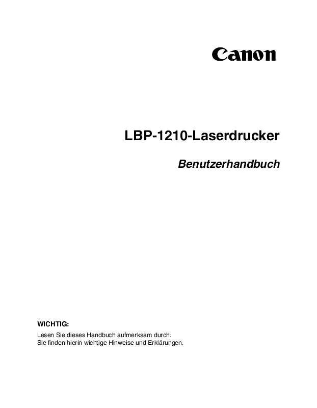 Mode d'emploi CANON LASERSHOT LBP-1210