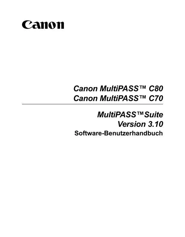 Mode d'emploi CANON MULTIPASS C80