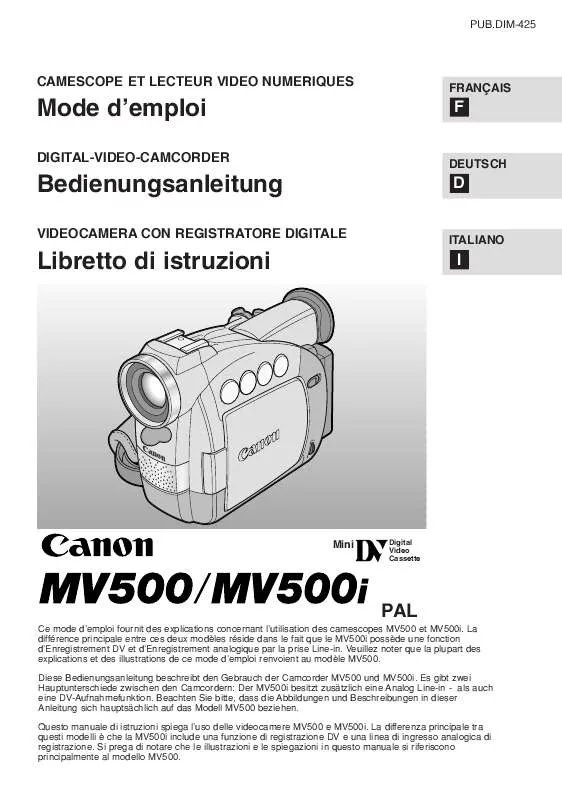 Mode d'emploi CANON MV500I