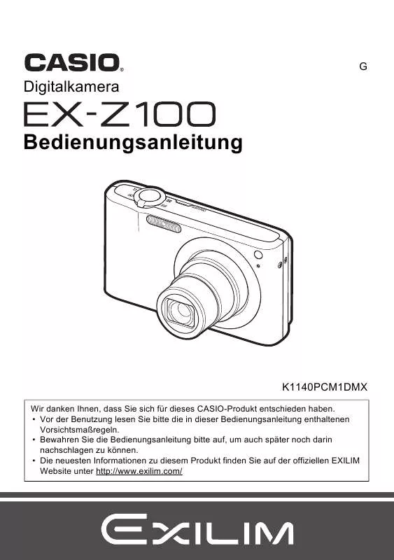 Mode d'emploi CASIO EXILIM EX-Z100