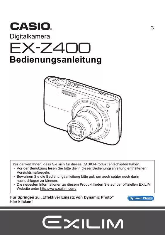 Mode d'emploi CASIO EXILIM EX-Z400