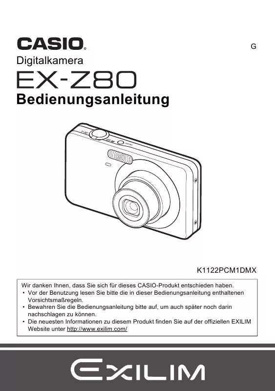 Mode d'emploi CASIO EXILIM EX-Z80