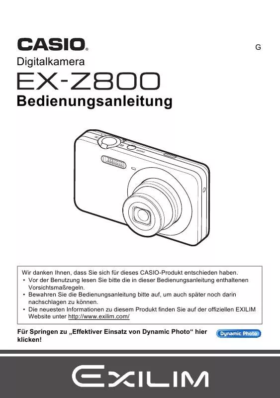 Mode d'emploi CASIO EXILIM EX-Z800