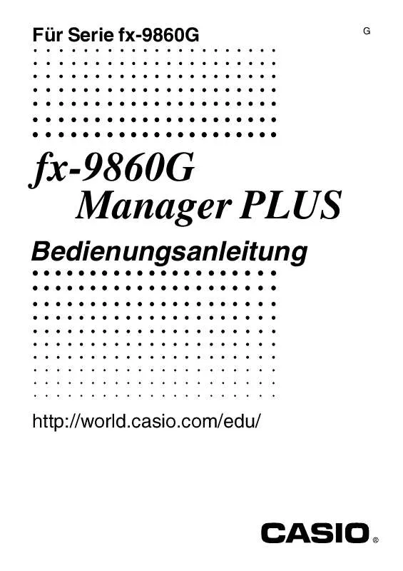 Mode d'emploi CASIO FX-9860G MANAGER PLUS