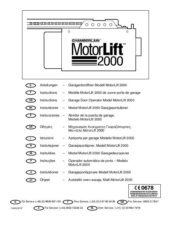 Mode d'emploi CHAMBERLAIN MOTORLIFT 2000