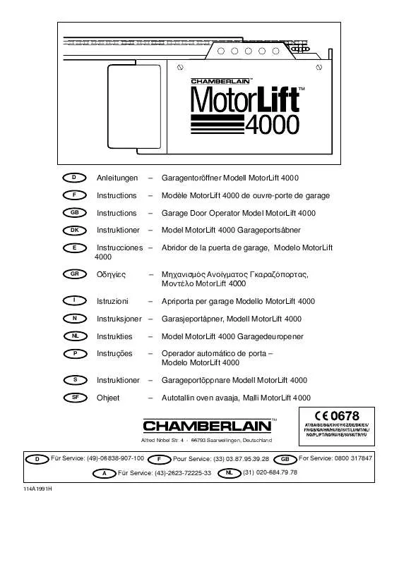 Mode d'emploi CHAMBERLAIN MOTORLIFT 4000