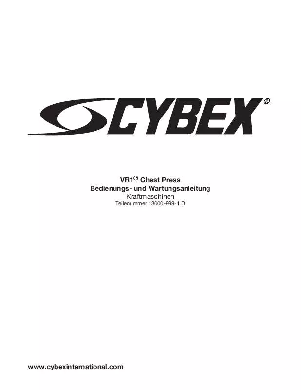 Mode d'emploi CYBEX INTERNATIONAL 13000 CHEST PRESS