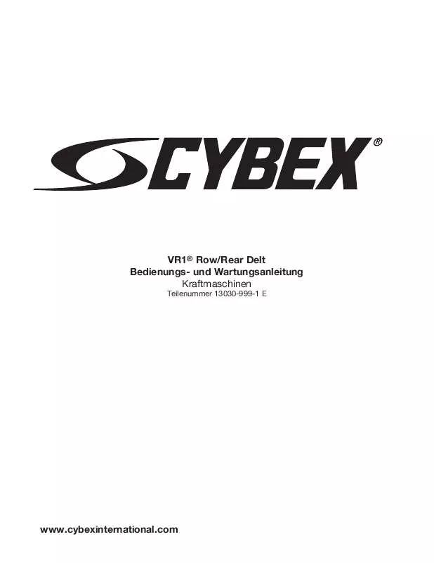 Mode d'emploi CYBEX INTERNATIONAL 13030 ROW-REAR DELT