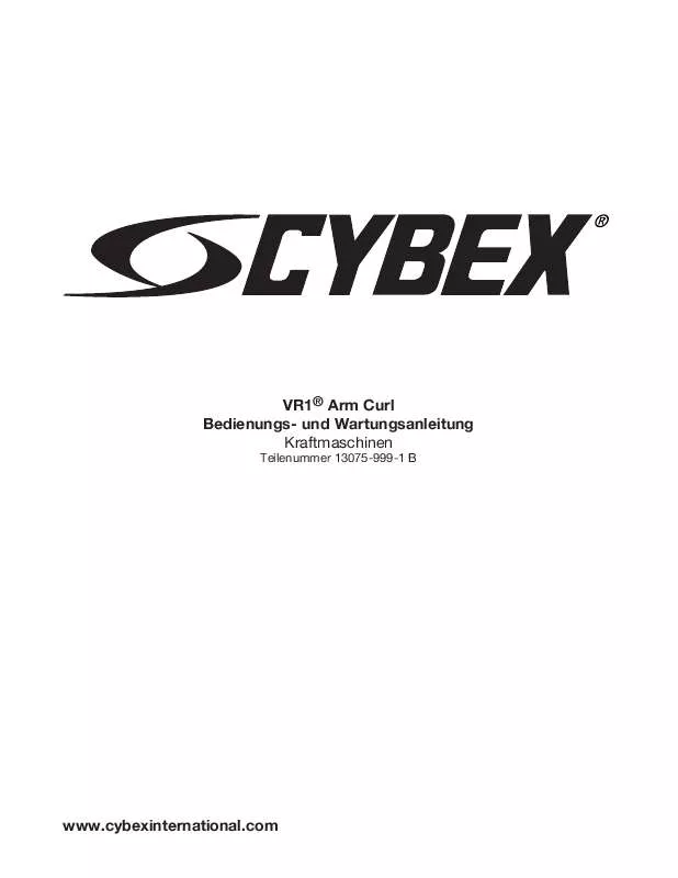 Mode d'emploi CYBEX INTERNATIONAL 13075 ARM CURL