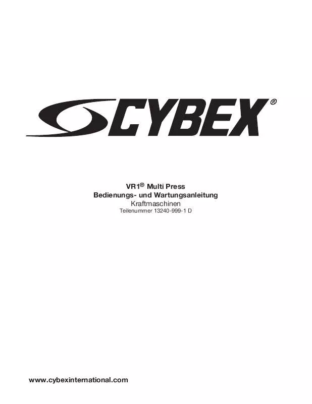Mode d'emploi CYBEX INTERNATIONAL 13240 MULTI PRESS