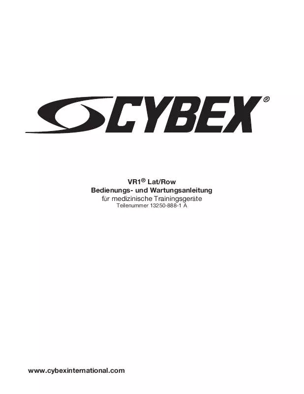 Mode d'emploi CYBEX INTERNATIONAL 13250 LAT ROW
