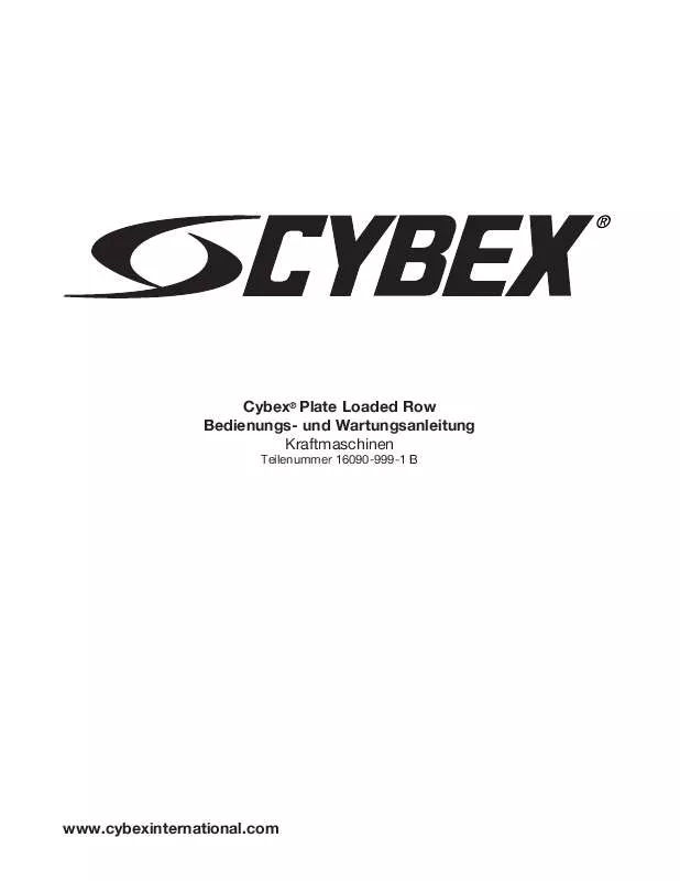 Mode d'emploi CYBEX INTERNATIONAL 16090 ROW
