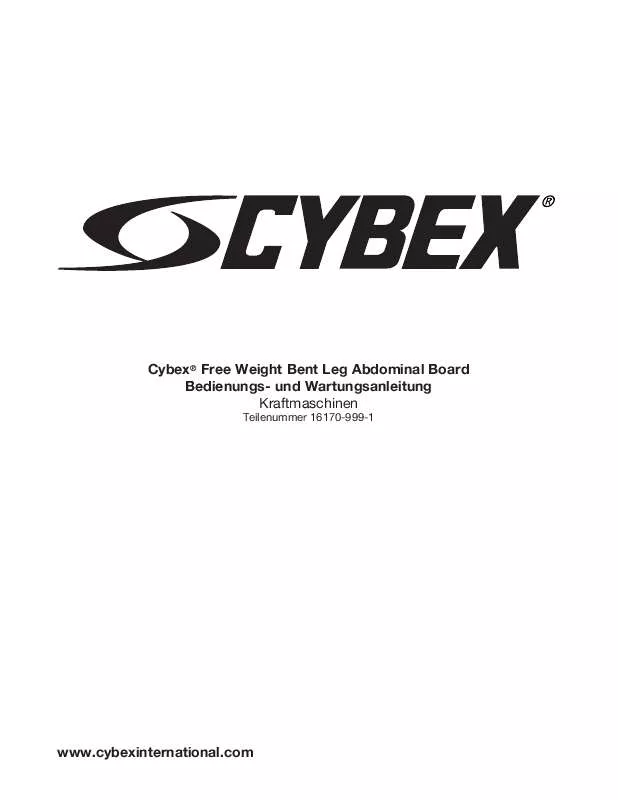 Mode d'emploi CYBEX INTERNATIONAL 16170 BENT LEG ABDOMINAL BOARD