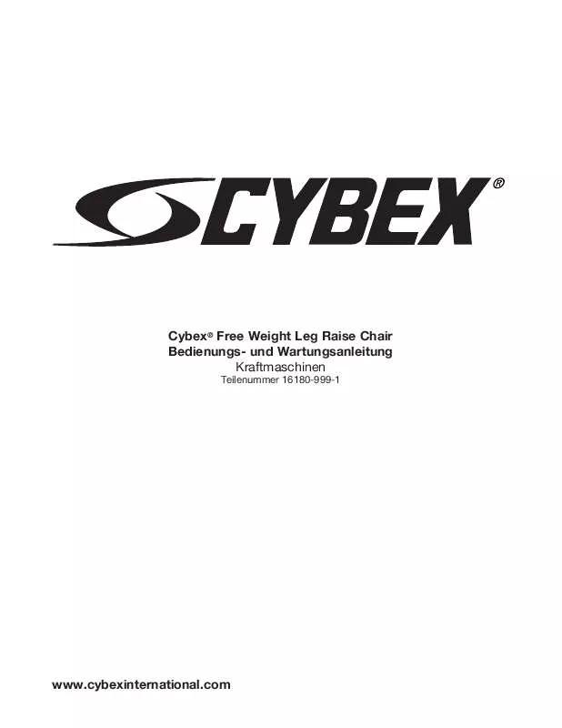 Mode d'emploi CYBEX INTERNATIONAL 16180 LEG RAISE CHAIR