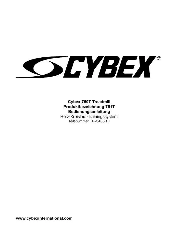 Mode d'emploi CYBEX INTERNATIONAL 750T TREADMILL