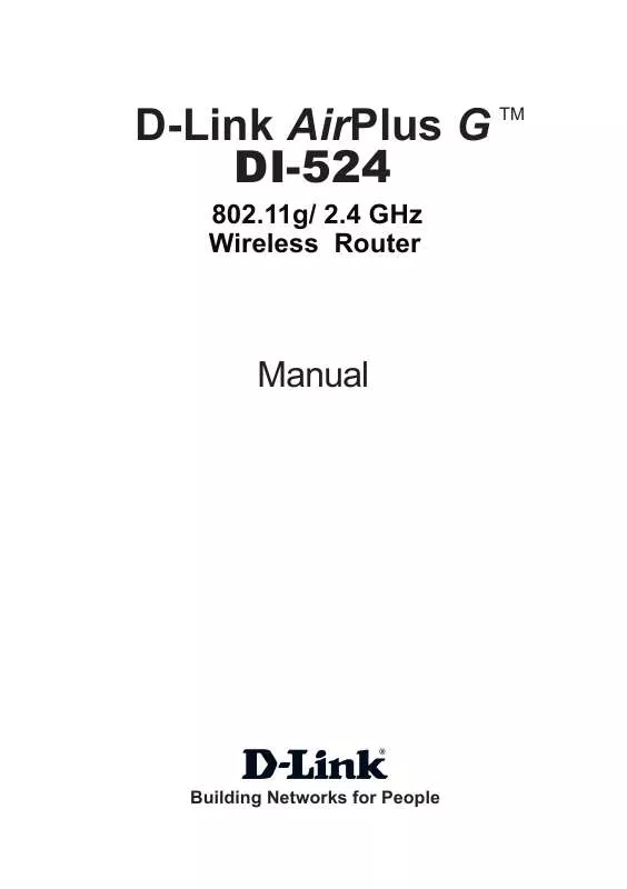 Mode d'emploi D-LINK AIRPLUS G DI-524 WIRELESS ROUTER