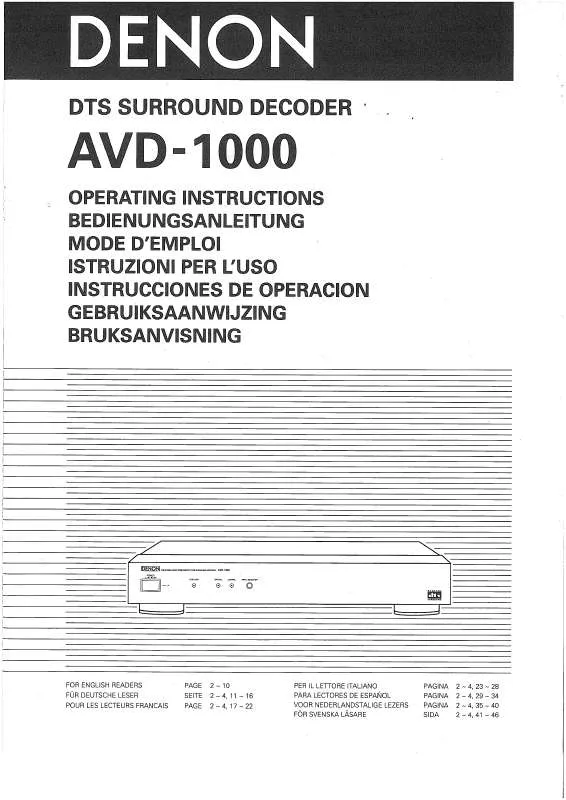 Mode d'emploi DENON AVD-1000