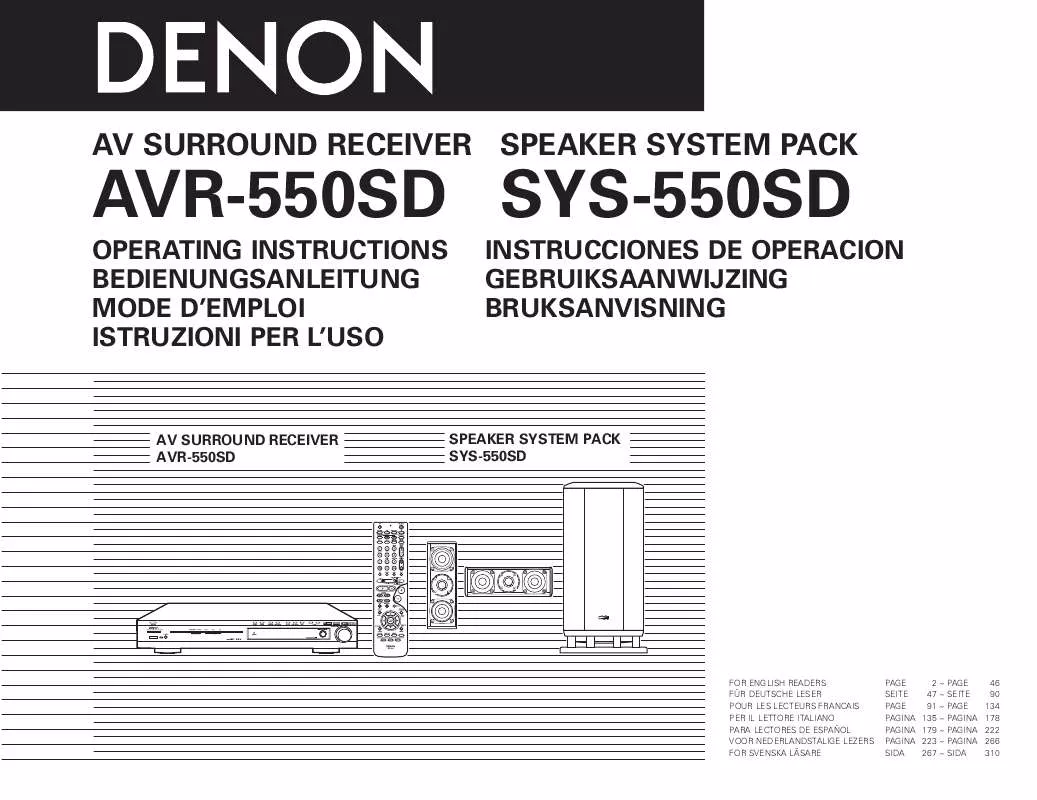 Mode d'emploi DENON AVR-550SD