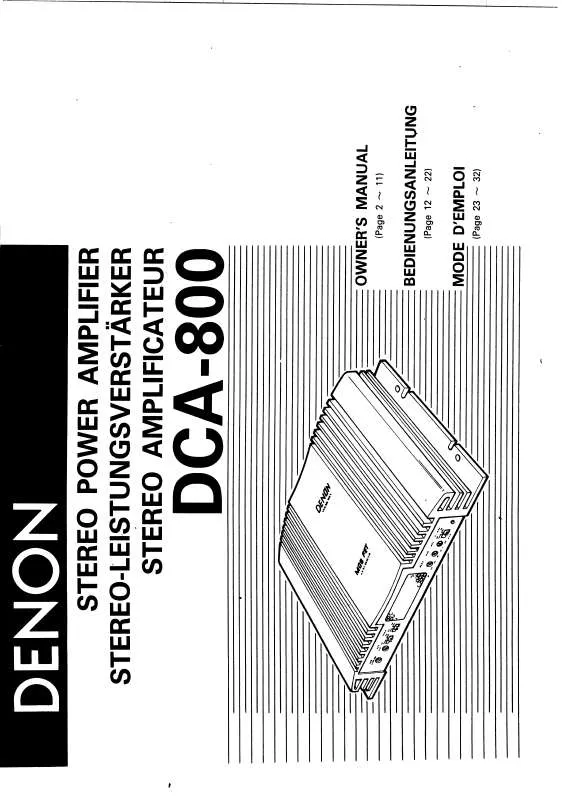 Mode d'emploi DENON DCA-800
