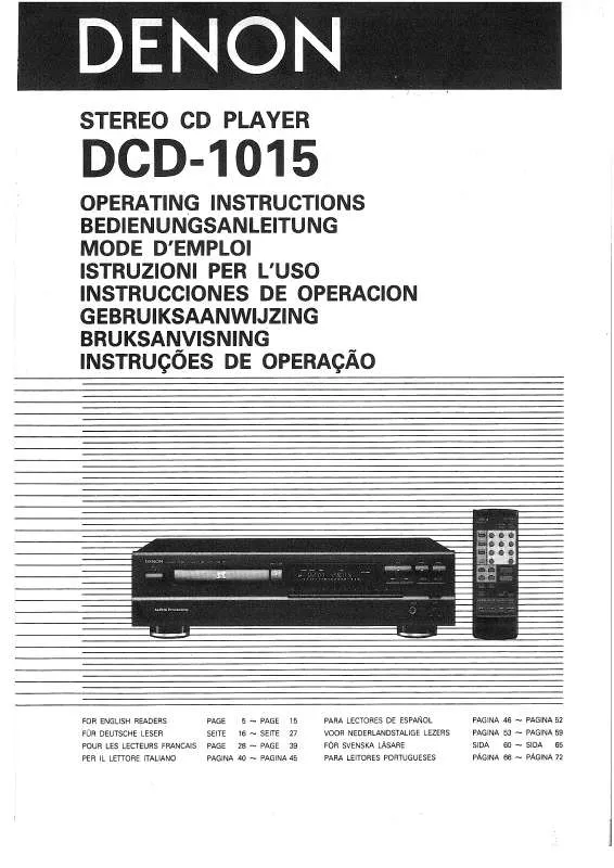 Mode d'emploi DENON DCD-1015