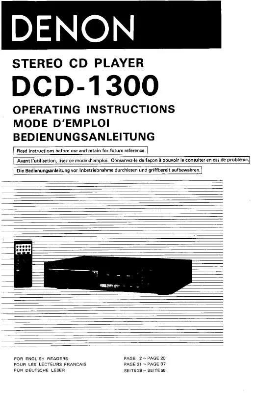 Mode d'emploi DENON DCD-1300